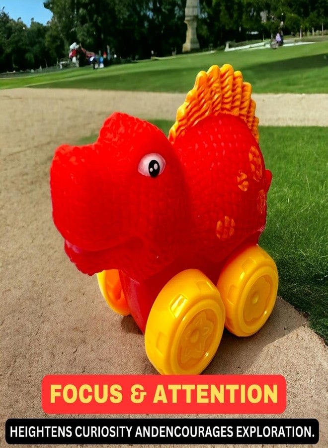 PLUSPOINT 6 Pcs Dino Cars, Soft Rubber Toy Car Set, Push n Go Mini Vehicles for Baby, Floating Bath Toy for Boys and Girls, Summer Beach and Pool Activity, Party Favors for Kids (6 Dino Car) - Image 5